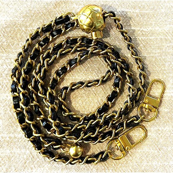 Adjustable Black and Gold Bag Chain - 48" - Picture 1 of 3